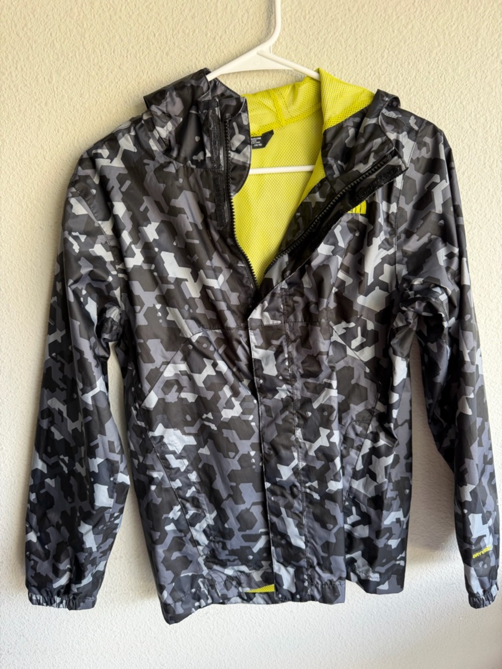 The North Face Kids Camo Raincoat with Lime Lining
